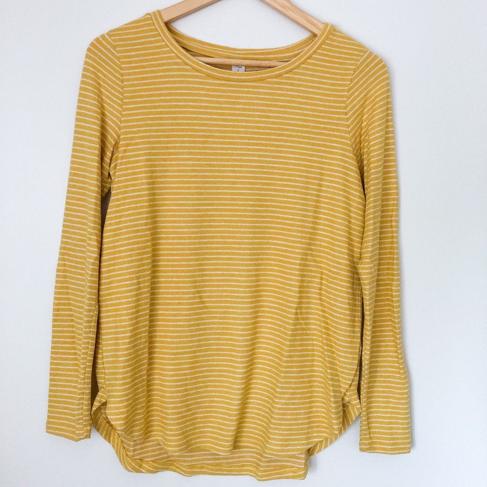 Soft yellow and white stripe top